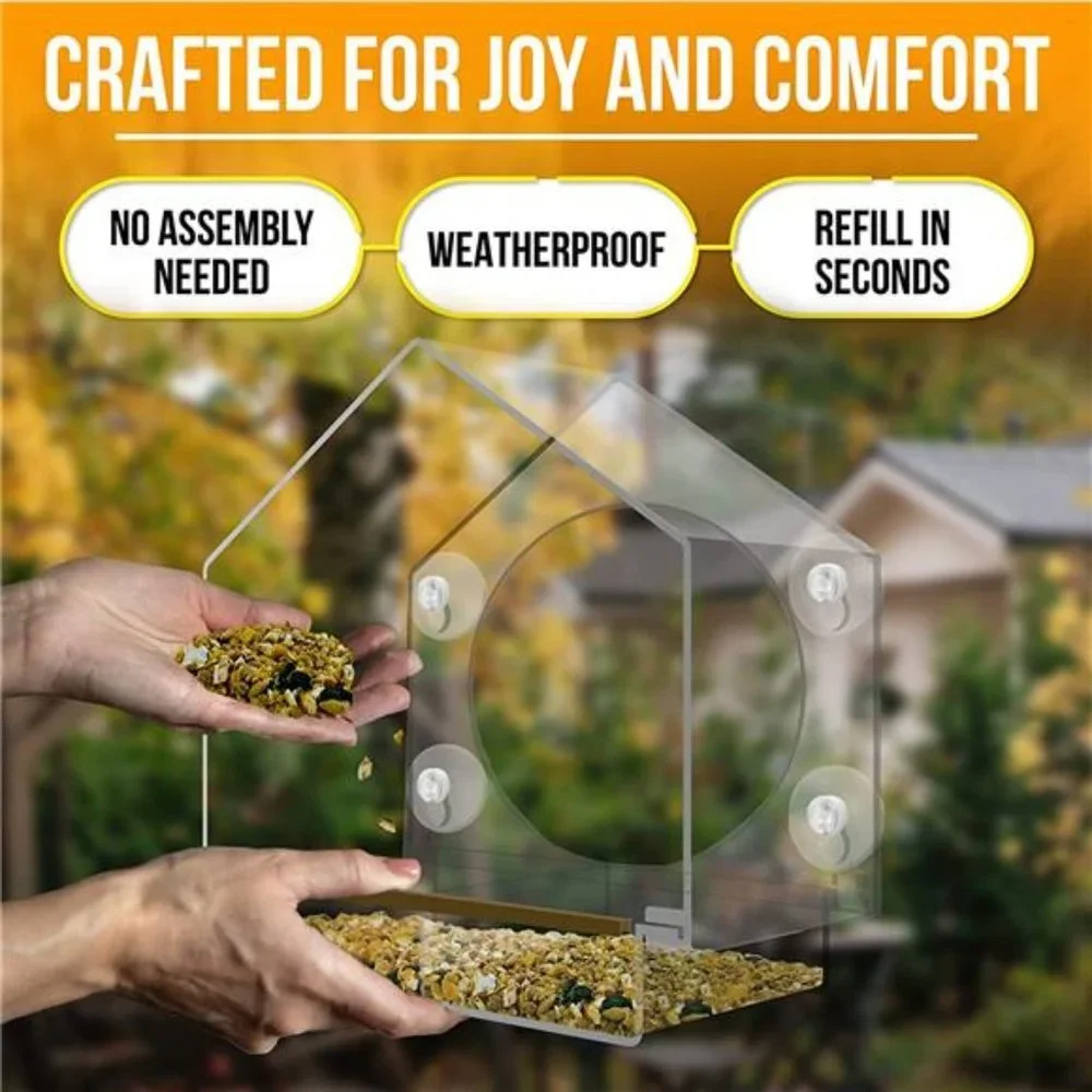 Window Bird Feeders with Strong Suction Cups, Bird Feeder Window -Great for Cats